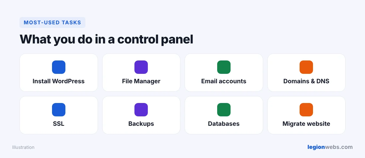 Hosting control panel: cPanel vs hPanel common tasks